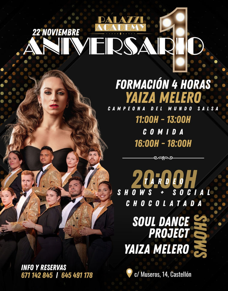 Cartel de la Fiesta Aniversario de Palazzi Academy
